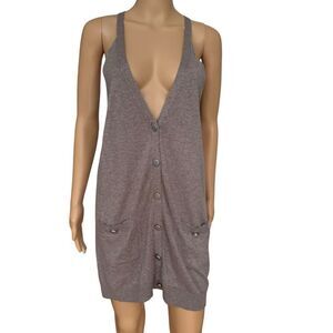 Rachel Rachel Roy tan cardigan vest cotton/viscose/cashmere blend size L NWT